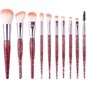 Make-up Kwasten Make-up Kwastenset 10 Stuks For Foundation, Oogschaduw, Wenkbrauwen, Blush En Concealer Make-up Kwasten Draagbare(Rot)