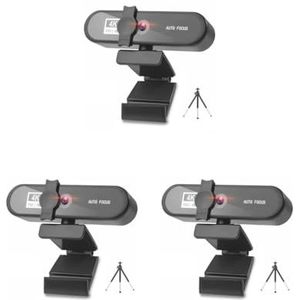 Mealoodiousmusea 3 set Computer Webcam Auto-focusing HD USB Online Verstelbare PC Camera met Microfoon Bedraad Vervanging Externe Web Cam Camcorder Zwart 4 K