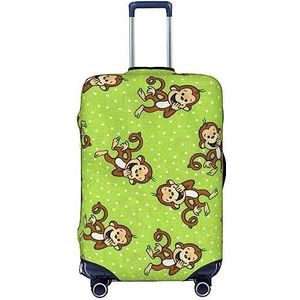 UNIOND Groene slimme aap bedrukte bagagehoes elastische reiskoffer cover beschermer geschikt voor 45-32 cm bagage, Zwart, M