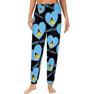 Love Saint Lucia Damespyjama, loungebroek, elastische tailleband, nachtkleding, broekje, print