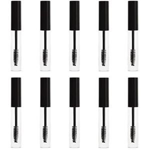 Lege mascara-tube met wimperstaaf, 10 ml, navulbare transparante mascara-buisjes, lege mascarafles met rubberen inzetstukken voor doe-het-zelf wimpergroei mascara, 10 stuks