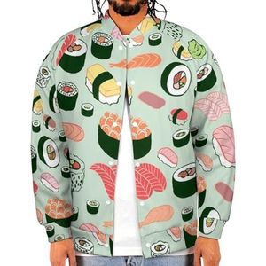Sushi Patroon Grappige Mannen Baseball Jacket Gedrukt Jas Zachte Sweatshirt Voor Lente Herfst