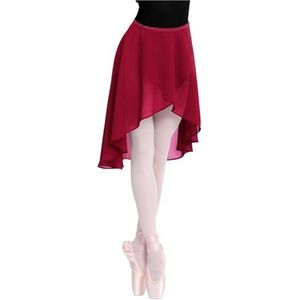 UBOHUZ Vrouwen Ballet Wrap Rok Chiffon Sheer Dance Volwassen Taille Verstelbaar Onregelmatig voor Vrouwen, Rood, M(height155-175cm)