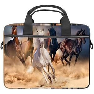 Running Paarden Laptop Schouder Messenger Bag Crossbody Aktetas Messenger Sleeve voor 13 13.3 14.5 Inch Laptop Tablet Beschermen Tote Bag Case, Meerkleurig, 11x14.5x1.2in /28x36.8x3 cm