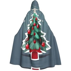 FRGMNT Kerstboom en rode bal print mannen Hooded Mantel, Volwassen Cosplay Mantel Kostuum, Cape Halloween Dress Up, Hooded Uniform
