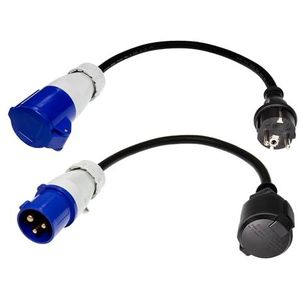 Afeld Elektro 2 x CEE-adapter CEE-stekker op geaarde koppeling geaarde stekker naar CEE-stopcontact 230V 16A voor camping en camper