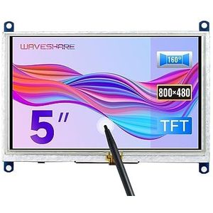 Waveshare 5 inch Resistive Touch Screen LCD(B) 800 * 480 High Resolution HDMI USB Interface For Raspberry Pi 4/3 Model B/3B+/BB BLACK/Banana Pi Work as Computer Monitor for Windows 10/8.1/8/7