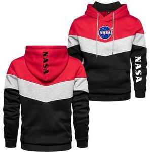Heren Wijde Hoodies Sweatshirts Voor NASA Kleurblokken Uitloper Tops Met Lange Mouwen Hoody Printen Capuchonjassen Truien Street Wear Sportjassen Met Zak-Red||L