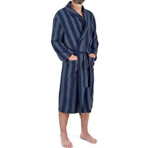 Lichtgewicht badjas van geborsteld katoen voor heren, marineblauwe streep, Navy Gestreept, XXL