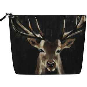 CRJSYCBYB De herten Gedrukte Valse van de de Make-upzak van de Hennepmake-up de Zak, Zwart, Eén maat