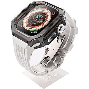 OFWAX Luxe gletsjer horlogeband mod kit,Transparante horlogekast Fluororubber horlogeband,voor Apple Watch Ultra 8 49 MM Series Change horlogeband, 49MM, agaat