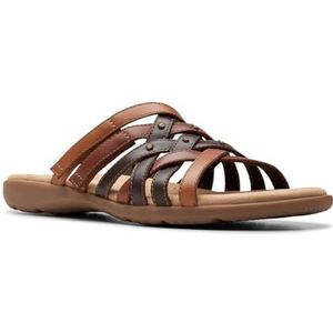 Clarks Elizabelle Rio Slide Sandaal voor dames, Bruin Multi Leer, 10 UK