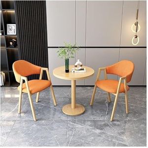 JAVYPPT Eettafel Set Voor 2, 3-delige Keuken Set Ronde Dinette Sets Met Stalen Frame Meubelset Dinette Voor Kleine Plaats, Appartement (Geel, B)