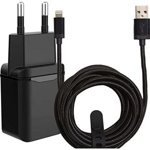 Phreeze 12W Snellader iPhone Oplader met Extra Lange 3 Meter iPhone Kabel - Zwart - Geschikt voor iPhone 6,6s,SE,7,8,SE 2, SE 3, X, XR, XS, XS MAX