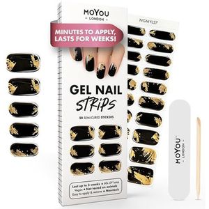 MOYOU LONDON Semi-uitgeharde gelnagelstrips - 20 stuks nagelwraps voor manicure van salonkwaliteit - werkt met elke UV-nagellamp - eenvoudig aan te brengen, te trimmen en te verwijderen