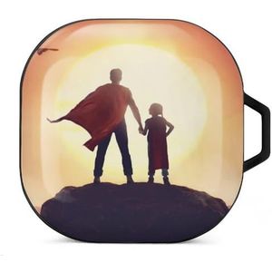 Happy Loving Family Earbuds Case Compatibel met Samsung Hard Shell Beschermhoes Zwart-Stijl