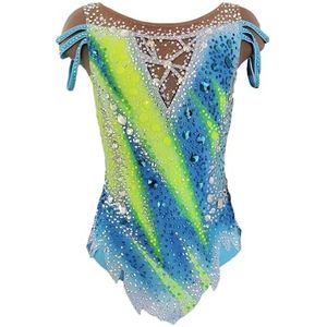 Ritmische Gymnastiek Leotards For Competitie, Handgemaakte Gymnastiek Actieve Kleding For Meisjes Ballet Kunstschaatskleding(4XL)