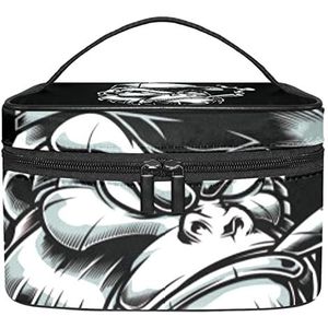 Gorilla Head make-up organizer tas, reismake-up tas organizer case draagbare cosmetische tas voor vrouwen en meisjes toiletartikelen, Meerkleurig, 22.5x15x13.8cm/8.9x5.9x5.4in