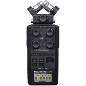 Zoom H6 All Black (2020 versie) 6-track draagbare recorder, stereo microfoons, 4 XLR/TRS-ingangen, SD-kaart, USB-audio-interface, batterijvoeding (podcasting en muziek)