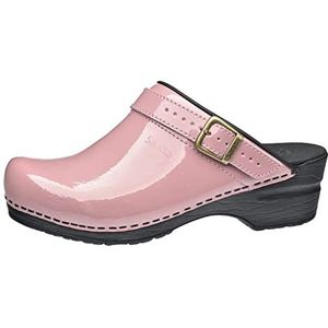 Sanita | Freya Mule Clog | Original Handmade Flexible Leather Clog for Women | Anatomical shaped footbed with soft foam | Heel Strap | Roze | 38 EU