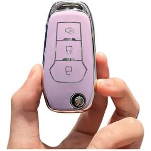 Autosleutel beschermhoes TPU Auto Flip Key Case Cover Shell Voor Ford Voor Fusion Voor Fiesta Voor Mondeo Voor Ecosport Voor Kuga Voor Escort Keyless Fob Accessoires Sleutel Shell(Purple)