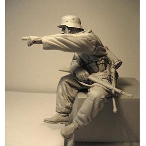 weizhang 1/16 WWII soldaat zittend en rusten (bodemloos) hars modelbouwpakket ongemonteerd en ongeverfd