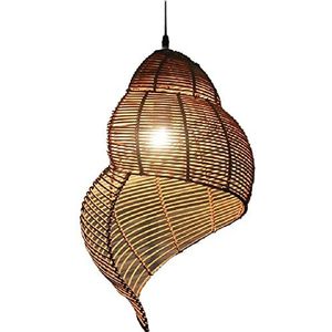 SHUANGZ Hanglamp van rotan vlechtwerk, elegante kroonluchter-lampenkap van natuurlijk vlechtwerk met 1 lampen, handgevlochten schelp-hanglamp van bamboe, creatieve persoonlijkheidslamp