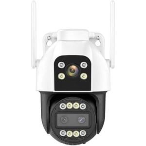 Bewakingscamera, 4G Sim-kaart IP Camera 4K HD 10X Zoom PTZ Camera Drie Lens Dual Screen 2K Beveiliging Cam Auto Tracking P2P Surveillance(4K 4G Add 64G)