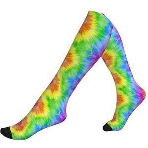 Tie Dye sportsokken, zachte compressie-ondersteuning voor circulatie en atletische prestaties, ademend comfort., 1 zwart, One size