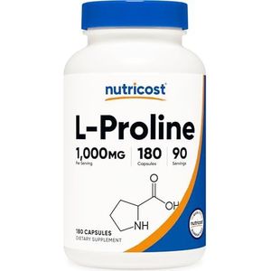 Nutricost L-Proline 1000mg, 180 capsules (90 porties) - 500 mg per dop, niet-GMO, glutenvrij