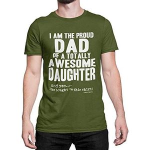 Gift For Fathers - Proud DAD of an Awesome Daughter Mens Organic T-Shirt Gift Birthday Fathers Day (X-Large, Khaki)