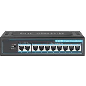 SOEWGAIJI Poe Switch met 10 poorten 1000 Mbps 8 Poe + 2 Switch Gigabit Ethernet 120W Uplink,