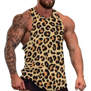 Leopard Skin Wild Animal Spots Heren Tank Top Grafische Mouwloze Bodybuilding Tees Casual Strand T-Shirt Grappige Gym Spier