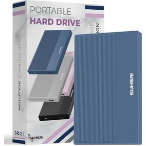 SUHSAI externe harde schijf met 250GB HDD-gegevensopslag - geheugenuitbreiding 2,5 inch USB 3.0 draagbare harde schijf compatibel met Mac, desktop, pc, laptop, PS4, PS5, gameconsole (blauw)