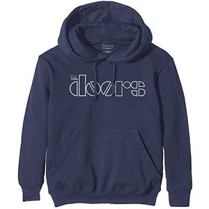 The Doors Capuchon Classic Band Logo nieuw Officieel Unisex Navy Blauw Pullover L