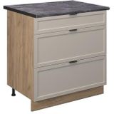 Vicco Onderkast keuken, Fame-Line, grijs-beige, 80 cm met 3 laden, AP antraciet