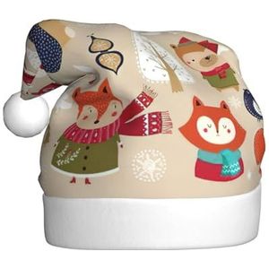 EdWal Leuke dieren met sneeuwpop print kersthoed, kerstmuts voor volwassenen, kerstmuts, voor nieuwjaarsfeestbenodigdheden