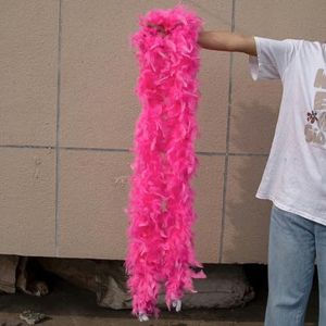 2Yard Kalkoenveer Boa voor DIY Craft Kerst Halloween Decor l Trouwjurk Carnaval feestkostuum 38-90g-Drak Pink-38-40 Gram