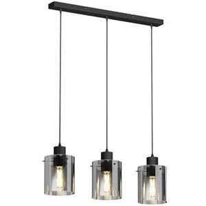 Lindby - hanglamp - 3 lichts - staal, glas - E27 - zwart, chroom