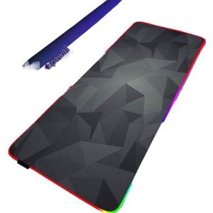 QPSJXN Geometrische RGB-gaming-muismat, zacht, met anti-slip vergrendeling, compatibel met de meeste toetsenborden en muizen (Geometric (75))