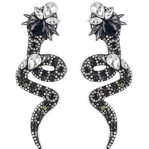 Crystal Snake Oorbellen voor Vrouwen, Bling Gothic Snake Oorbellen, Punk Goth Snake Oorbellen, Mode Halloween Oorbellen, Persoonlijkheid Snake Statement Oorbellen, Halloween Sieraden Gift
