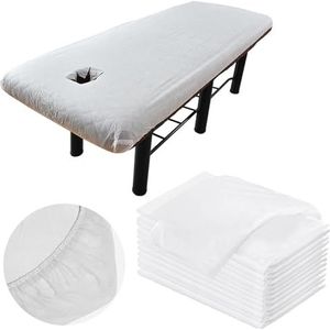 10 stuks wegwerp getailleerde massagetafellakens met gezichtsgat ademende niet-geweven stof massagetafel beschermhoes met elastische oliebestendige en waterdichte massagetafellakens 210 x 71 cm