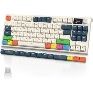 VGN GAMEPOWER RK86PRO TKL Tenkeyless Draadloos Mechanisch Gaming Toetsenbord, 2.4Ghz/Bluetooth/Bedrade 75% RGB Gasket Mechanical Keyboard, TFT-kleurendisplay, Knob, Hotswap Lineaire Schakelaars, NKRO