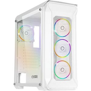 EMPIRE GAMING - DarkWitcher Gaming PC behuizing - ARGB Medium Tower ATX - Metalen mesh frontplaat en zijwand van gehard glas - 4 ventilatoren 5 Volt PWM LED RGB adresseerbaar 120 mm - MB Sync - Wit