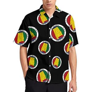 Alabama staat vlag zegel liefde hart Hawaiiaanse shirt voor mannen zomer strand casual korte mouw button down shirts met zak