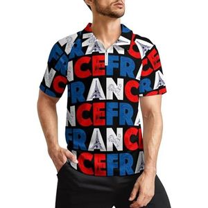 I Love France heren golfpoloshirts klassieke pasvorm korte mouw T-shirt bedrukt casual sportkleding top XL