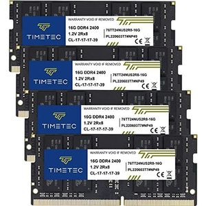 Timetec 64 GB (4 x 16 GB) DDR4 2400 MHz PC4-19200 Non-ECC Unbuffered 1,2 V CL17 2Rx8 Dual Rank 260 Pin SODIMM voor Laptop PC Notebook PC (4 x 16 GB)