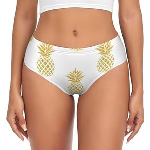 yagDAA Gouden Ananas Achtergrond Print Dames Ondergoed Zachte Elastische Bikini Slips Knickers Dames Hipster Slipje Onderbroek, Zwart, XXL