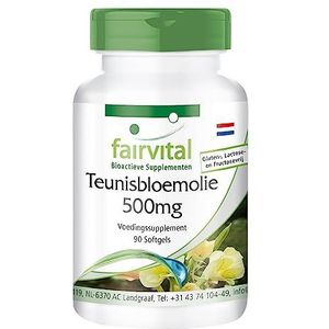 Fairvital | Teunisbloemolie capsules 500mg - HOOG GEDOSEERD - 90 softgels - teunisbloem olie voedingssupplement rijk aan GLA