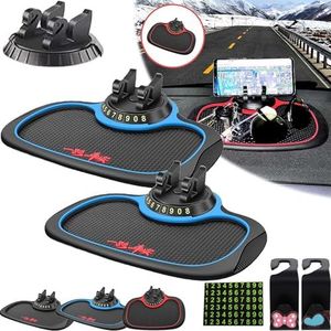 Qsrsjcq Multifunctionele auto anti-slip mat auto telefoonhouder auto anti-slip mat telefoonhouder, anti-slip universele telefoonhouder met extra grote pad voor telefoons sleutels gadgets (2 x blauw)